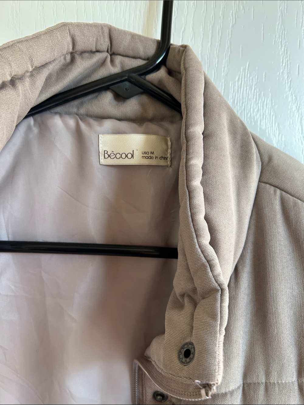 BE COOL Taupe Quilted Puffer Vest with High Collar - Picture 3 of 5